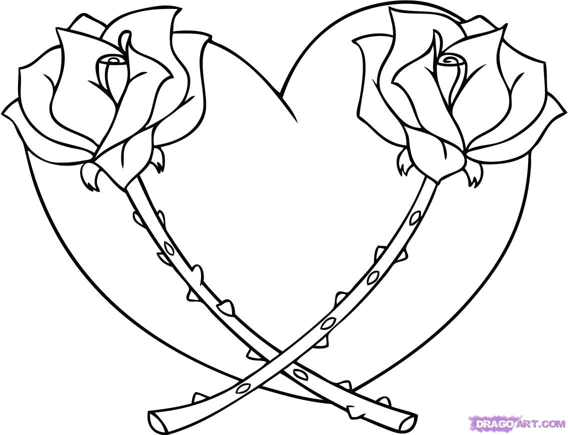 heart coloring pages how to draw a heart with a rose step by step tattoos pop culture