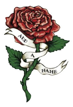 rose tattoo with banner name