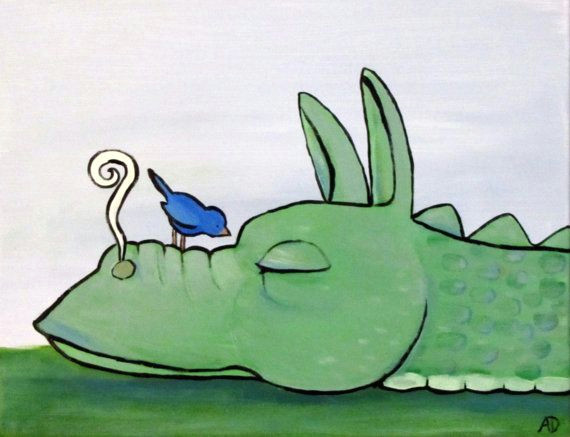 sleeping dragon original childrens storybook painting by andralynn 60 00