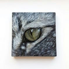 cat s eye original oil painting on wood small animal eye painting small cat oil painting cat original art green cat eye painting oil on wood