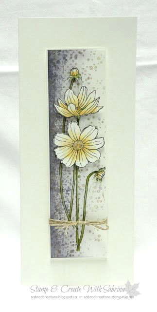 handmade card from stamp create with sabrina tall and thin format with even thinner main panel luv the artistic use of flower stamps stampin up