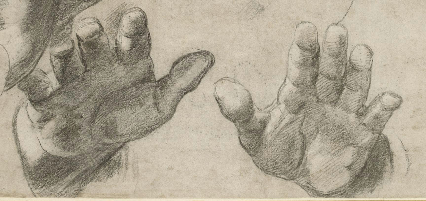 studies of two apostles for the transfiguration detail by raphael