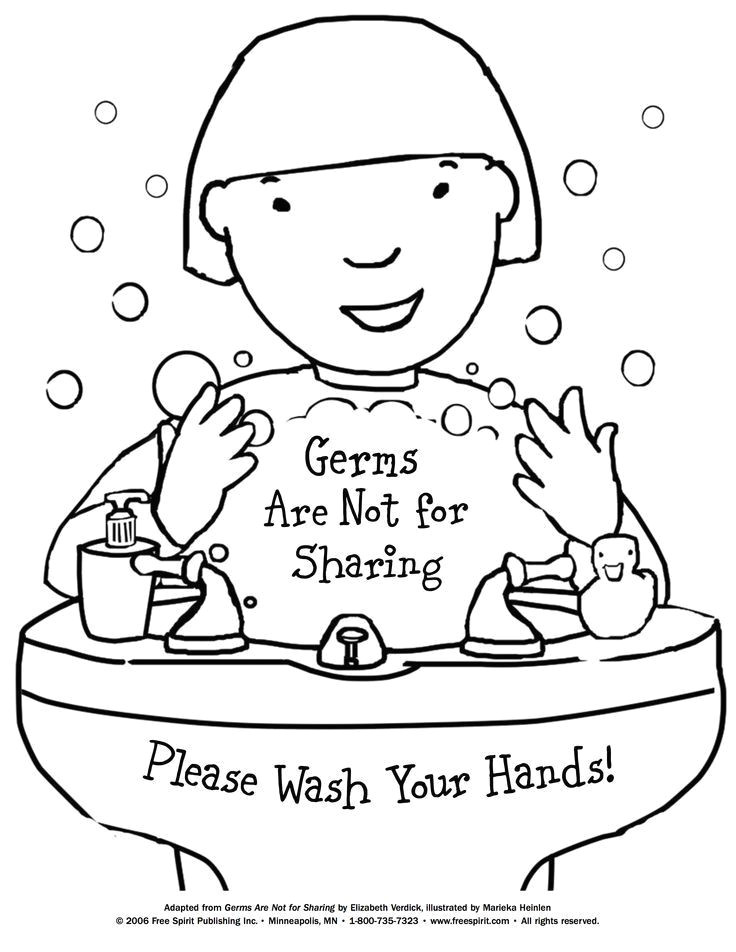 free printable coloring page to teach kids about hygiene germs are not for sharing