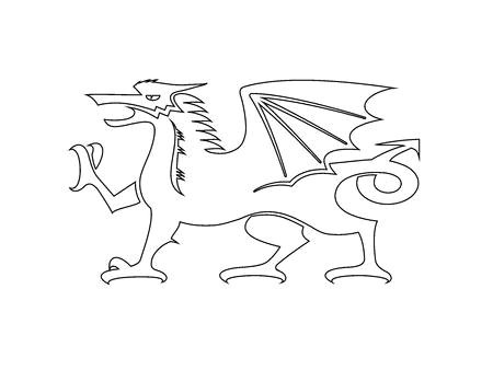 vector welsh dragon icon outline black on white