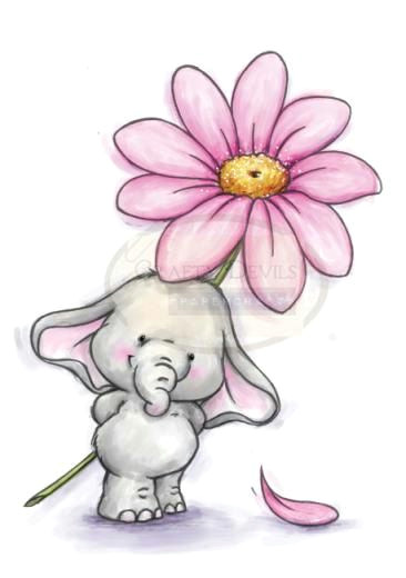 wild rose studio clear cling stamp bella with daisy stamp elephant with flower clear cling stamp scrapbooking and card making stamp nursery art