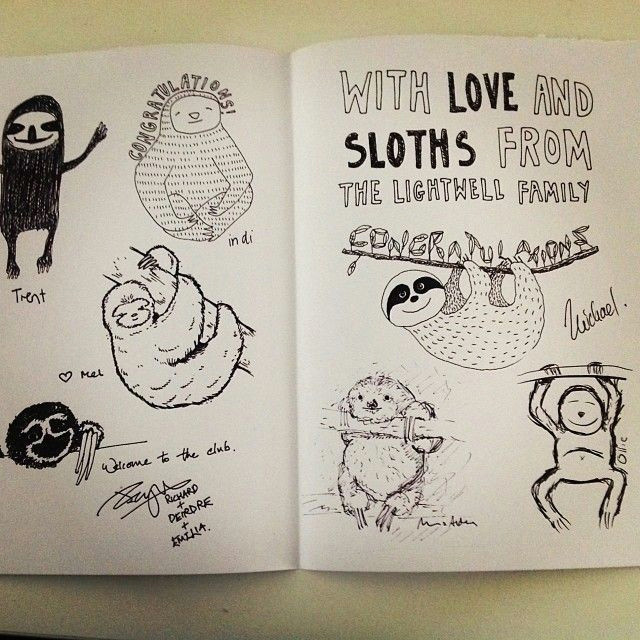 congratulations and celebratory sloth drawings for fiona andrew and their new baby boy micah smith