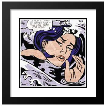 350x350 roy lichtenstein framed and double matted art print drowning girl painting