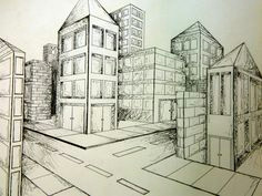 2 point perspective city linear perspective art two point perspective city 2 point perspective
