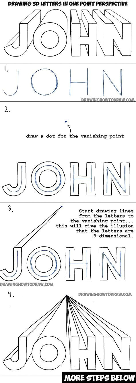 5th 6th letters in one point perspective how to draw 3d how to