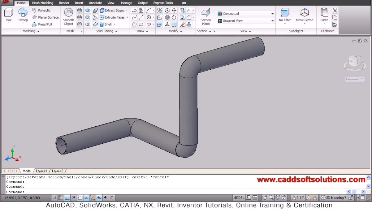 autocad 3d pipe 3d piping tutorial