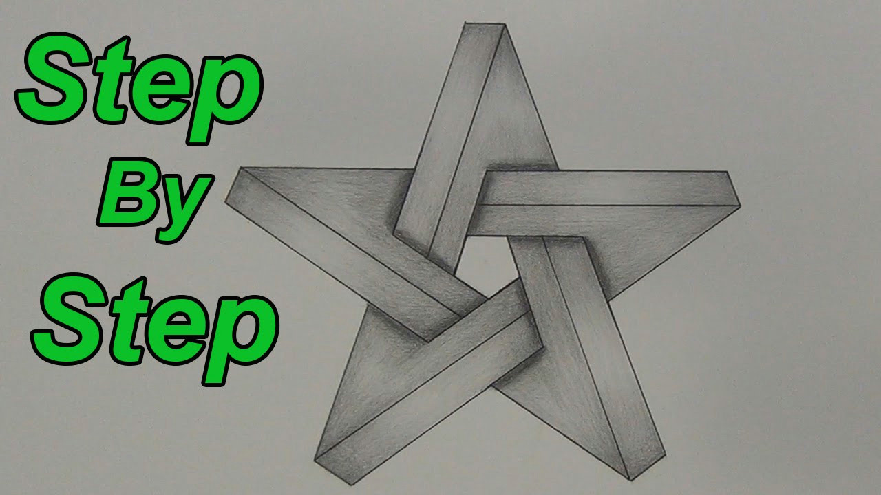 how to draw an impossible star step by step 3d star impossible shapes youtube