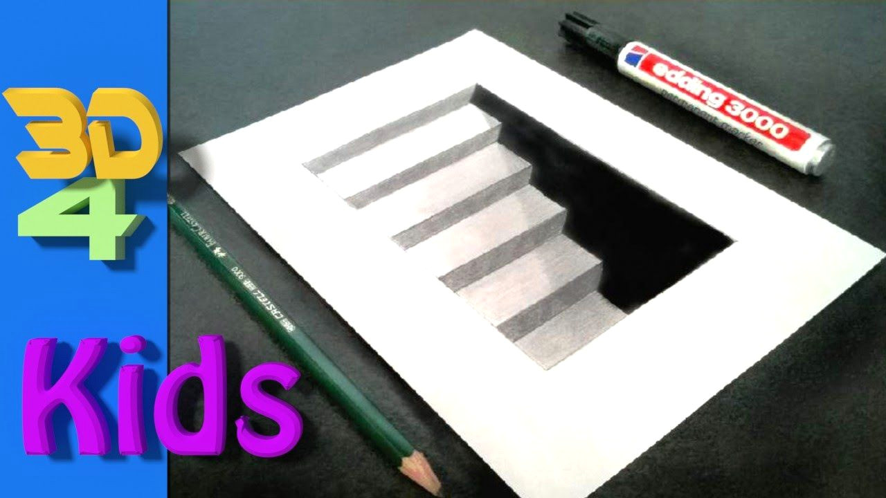 3d drawing cellar stairs step by step very easy for kids