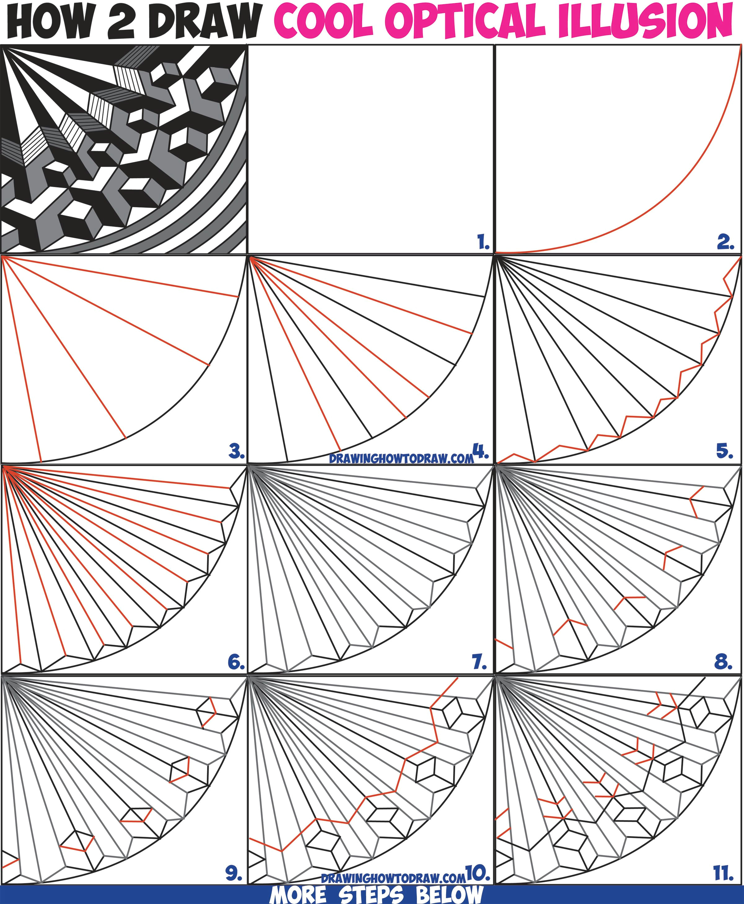 Easy Drawing 3d Shapes How to Draw Cool Optical Illusion Drawing Trick with Easy Step by