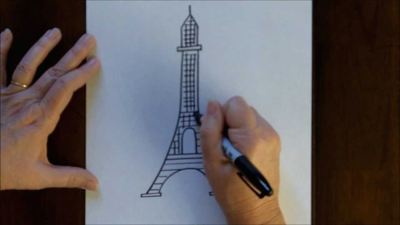 free drawing lesson how to draw the eiffel tower easy simple drawing tutorial paris france youtube