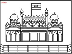 red fort coloring page anu pk a independence day art