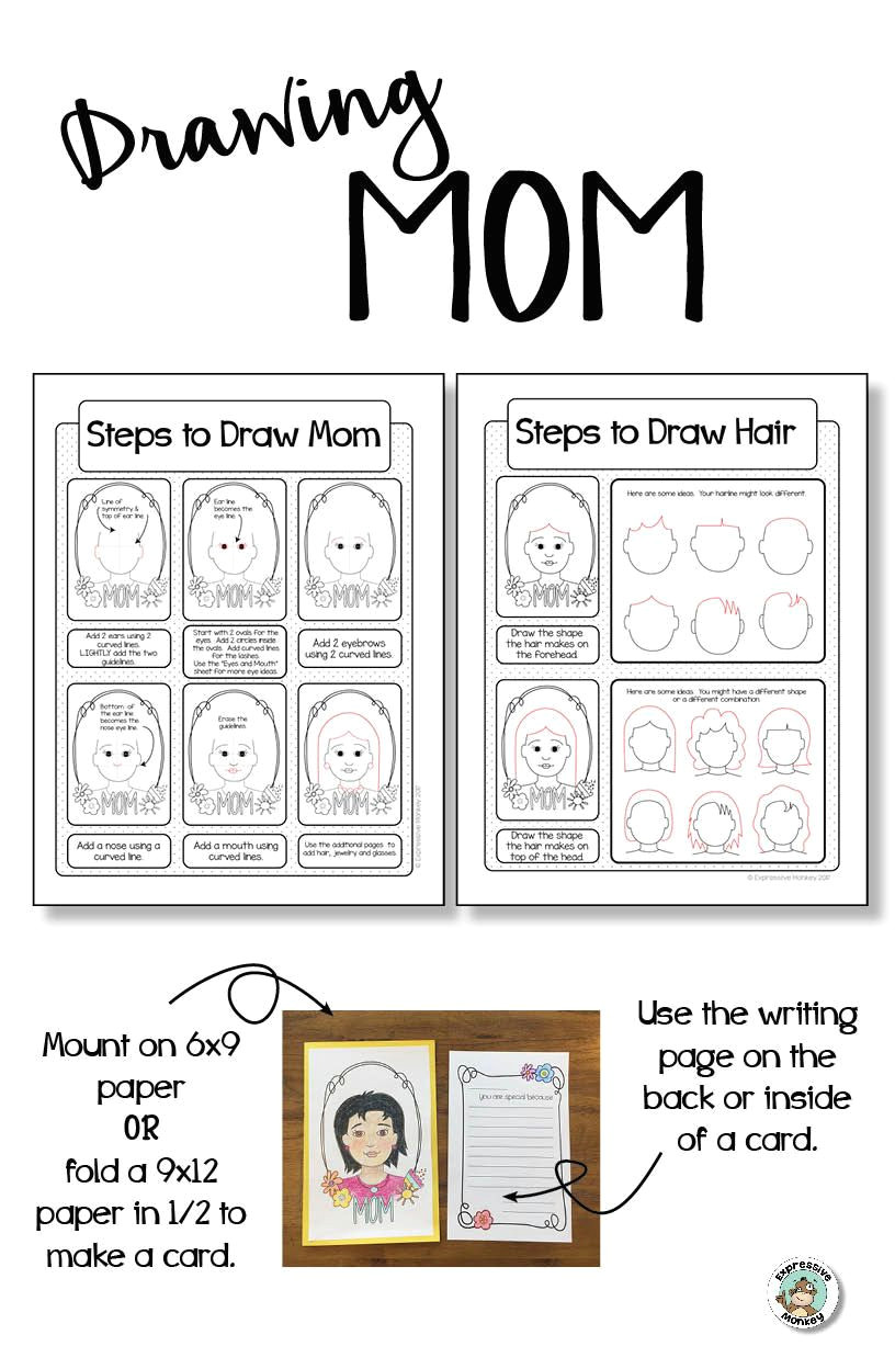 this easy mother s day card will also give students a chance to practice drawing a portrait