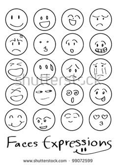 set of doodled cartoon faces in a variety of expressions