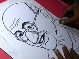 image result for gandhi ji sketch cartoon head step by step drawing mahatma gandhi