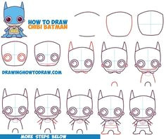 how to draw cute chibi batman from dc comics in easy step by step drawing tutorial for kids