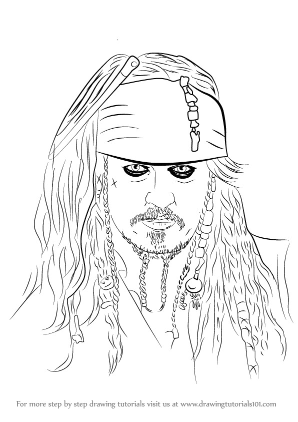 learn how to draw captain jack sparrow characters step by step drawing tutorials