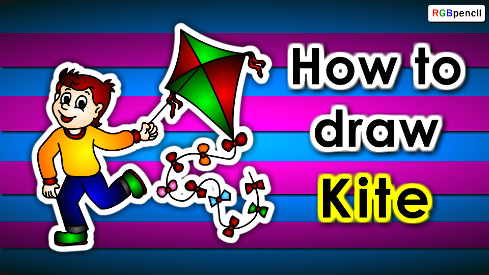 how to draw a kite for kids step by step is an easy animated drawing tutorial for kids beginners children to learn kite drawing easily