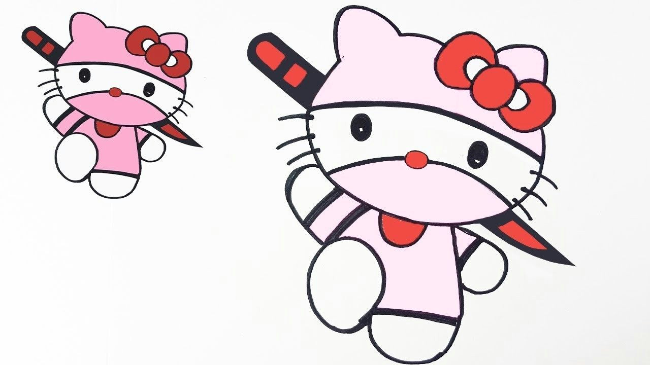 how to draw hello kitty ninja version easy step by step kids drawing hello kitty and coloring