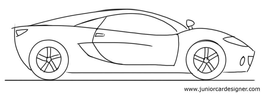 sports car side view drawing