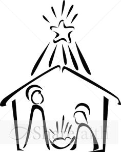 nativity in black and white with bright star