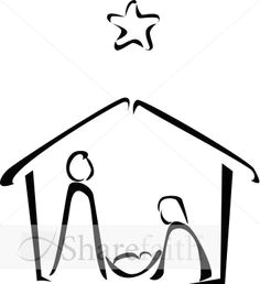 black and white nativity sketch