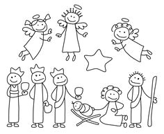 clipart black and white stick drawings of nativity scene people royalty free vector illustration by c charley franzwa