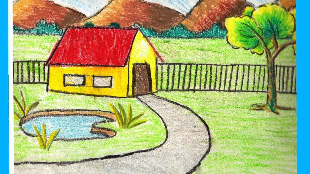 1280x720 nature scenery drawing for kids natural scenery drawings for nature sketch for kids