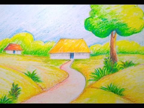 beautiful scenery drawing easy tutorial for kids