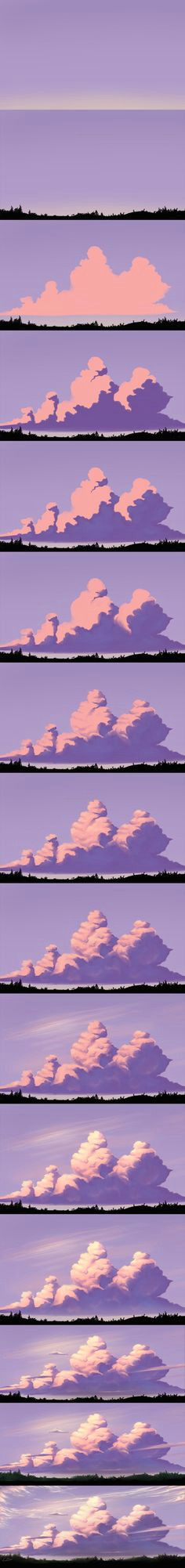 evening sky step by step by step drawing design reference