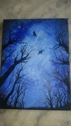 very easy acrylic painting use only 4 colors white black dark blue light blue