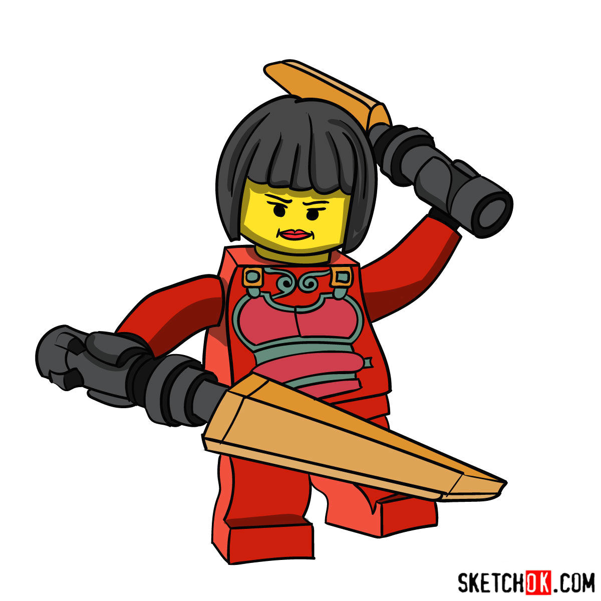 how to draw nya ninjago coloring