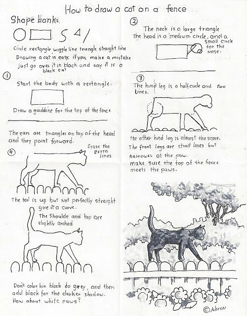 how to draw a black cat on a fence worksheet