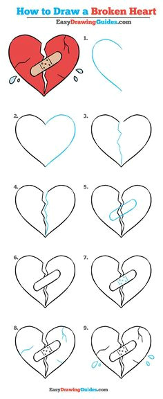 how to draw a broken heart really easy drawing tutorial