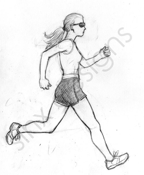 girl running jogging in profile
