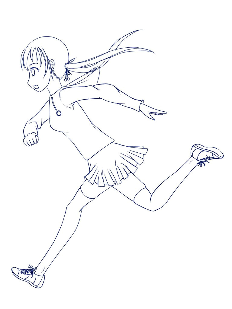 girl running in dress drawing