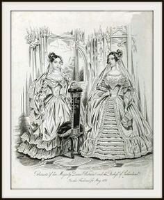 engraving of queen victoria and the duchess of sutherland in the fashions for may 1838