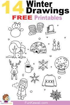 let s draw winter doodles free printable sheets