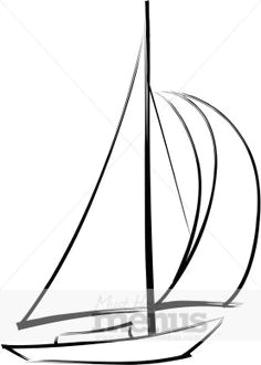full sails billow with wind in this black line sailboat sketch a simple drawing illustrates a favorite way to travel the waves a black and white symbol of