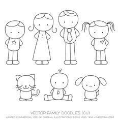 family doodles digital stamps clipart clip art illustrations instant download limited commercial use ok doodle drawingseasy