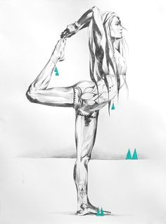 days of heaven strong yoga drawing in pencil of dancers pose by hannah adamaszek