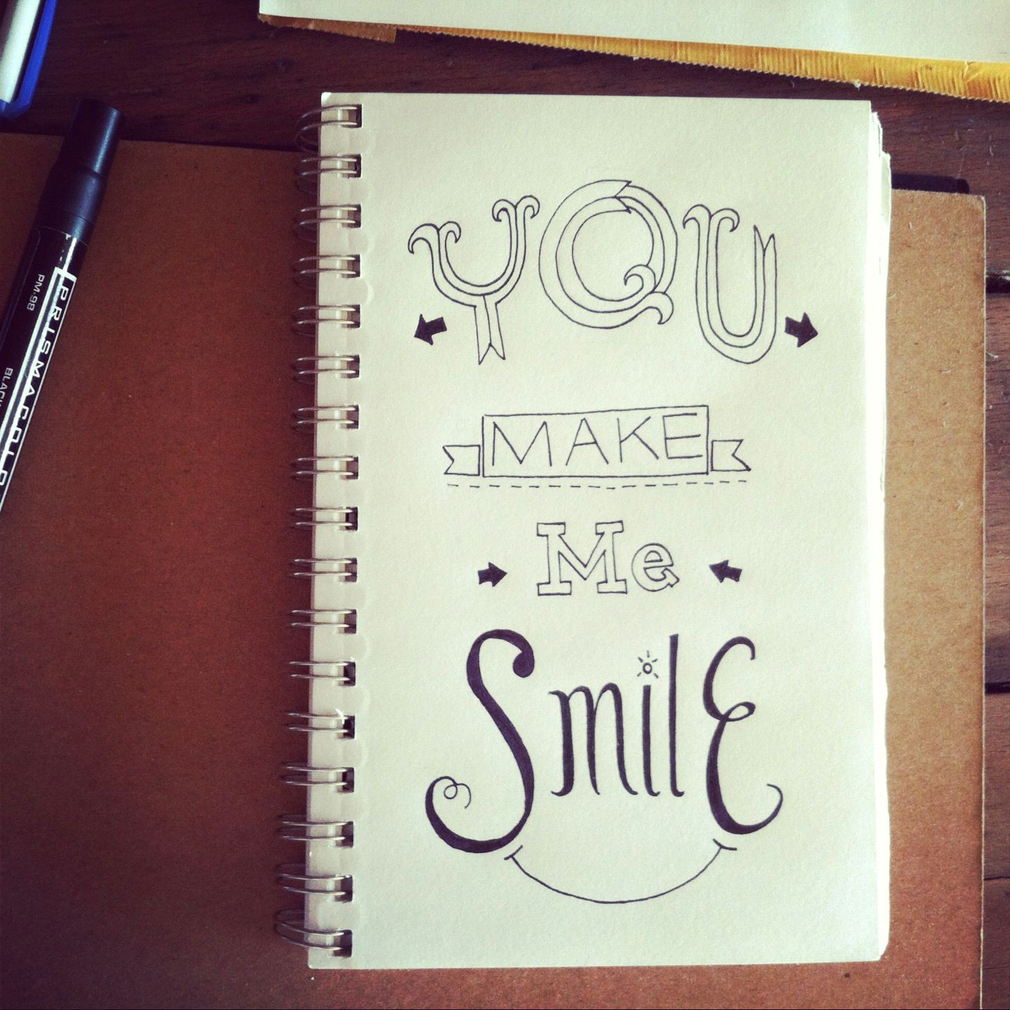 you make me smile a doodle i did for a doodle a day project on instagram smile quote
