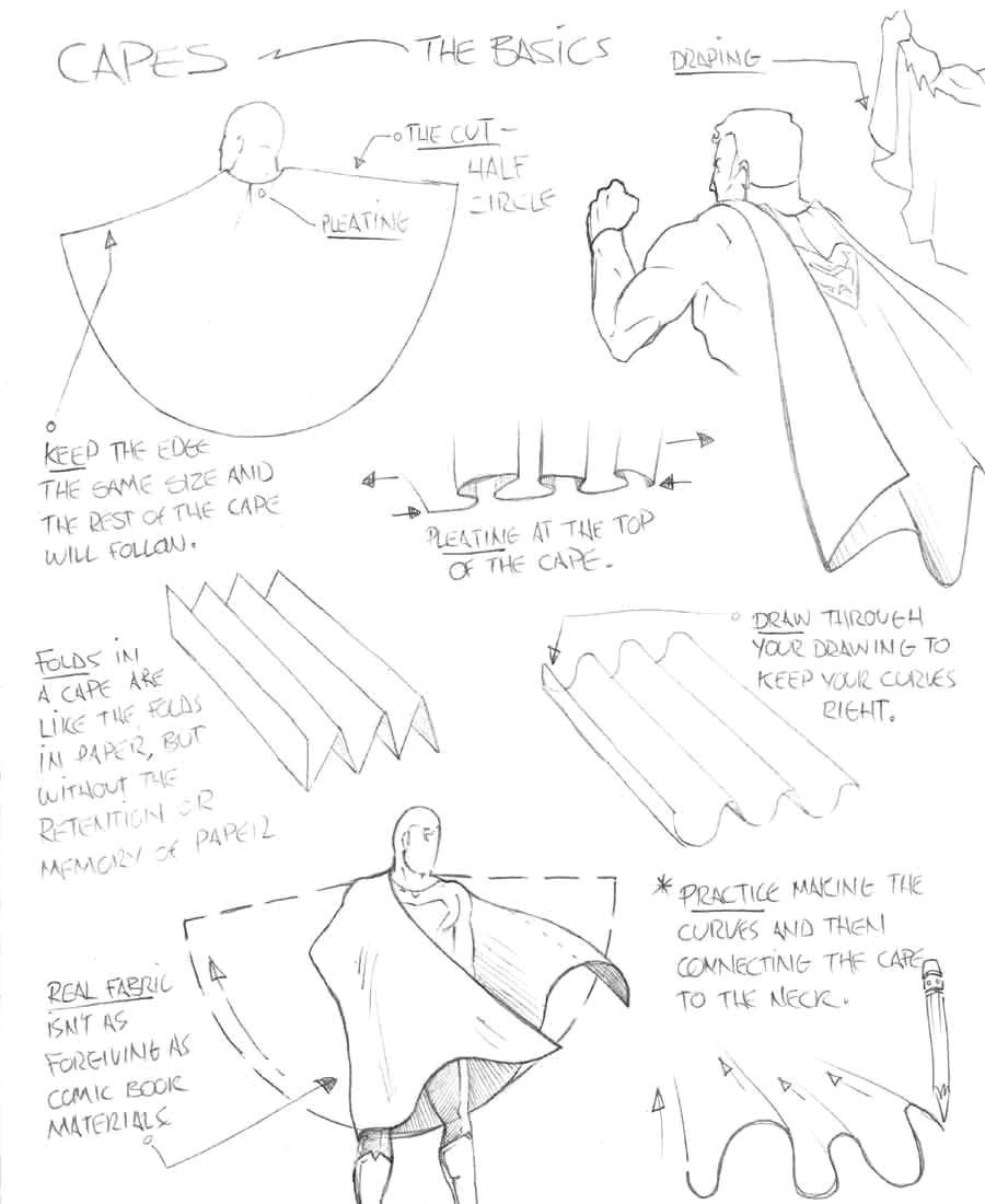 how to draw tutorial drawing a cape for comic manga panel design reference