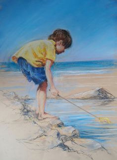 soft pastel video workshop child on a beach by rebecca de mendonca at arttutor