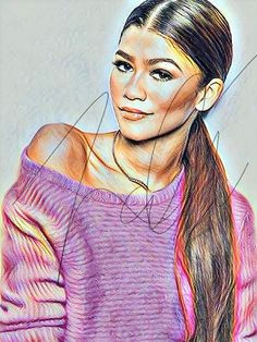 zendaya coleman sketch drawing print wall art illustration