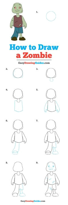 how to draw a zombie really easy drawing tutorial