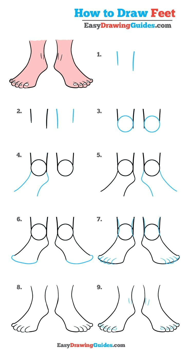 learn how to draw feet easy step by step drawing tutorial for kids